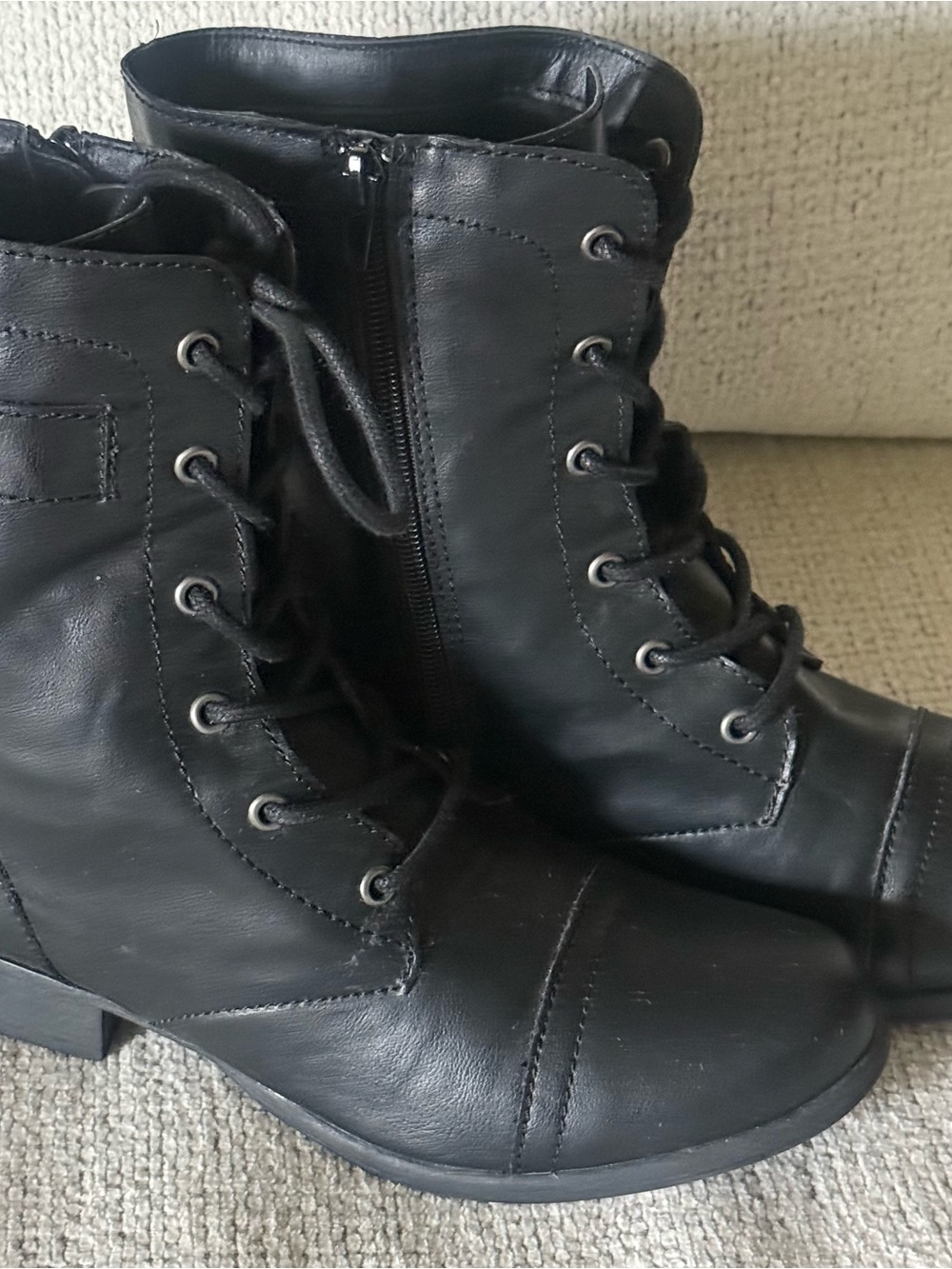 Classic Black Lace-Up Combat Boots for Women